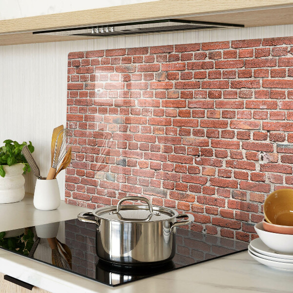 Snijplanken van glas Bakstenen muur