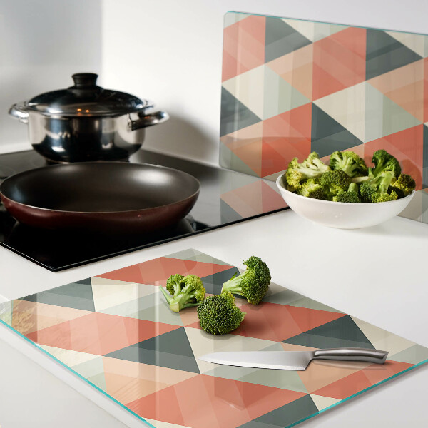 Glazen snijplanken Driehoeken in verschillende tinten oranje