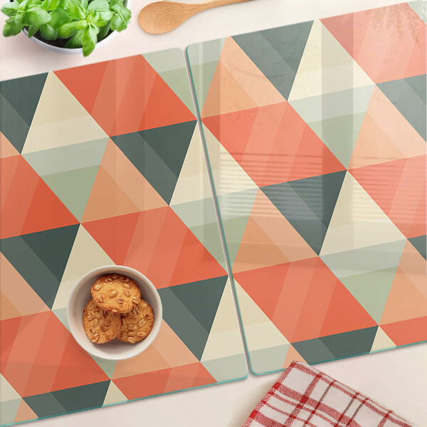 Glazen snijplanken Driehoeken in verschillende tinten oranje