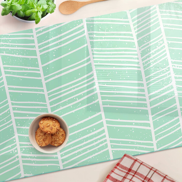 Glazen snijplanken Groene strepen met witte lijnen