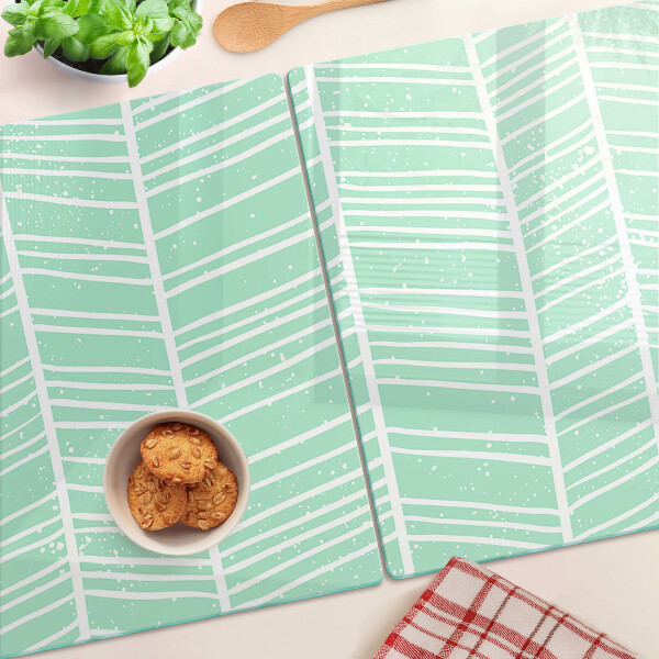 Glazen snijplanken Groene strepen met witte lijnen