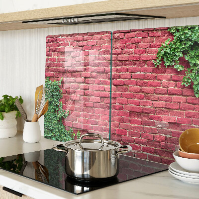 Glazen snijplanken Bakstenen muur met begroeiing