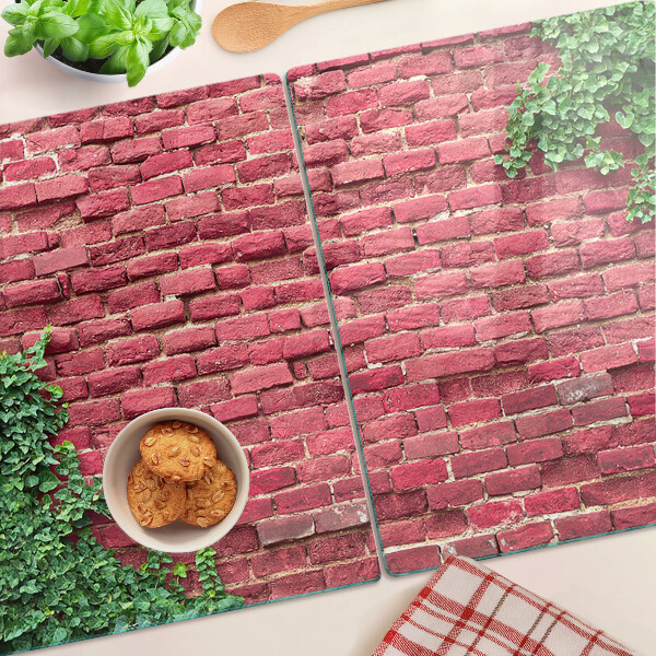 Glazen snijplanken Bakstenen muur met begroeiing