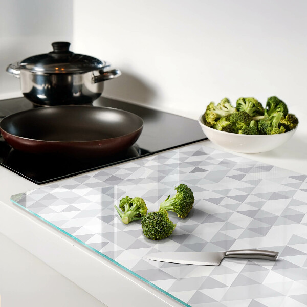 Snijplanken glas Driehoekmotief in grijstinten