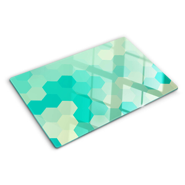 Snijplanken glas Hexagonaal patroon in turquoise tinten