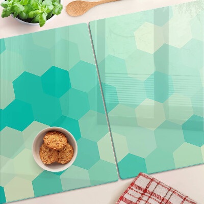 Snijplanken glas Hexagonaal patroon in turquoise tinten