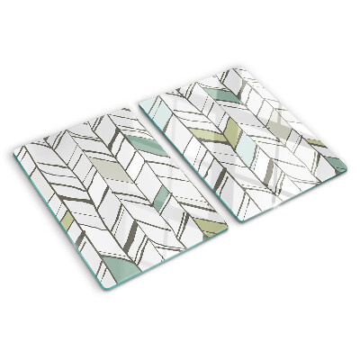 Glazen snijplanken Bladpatronen in verschillende tinten groen