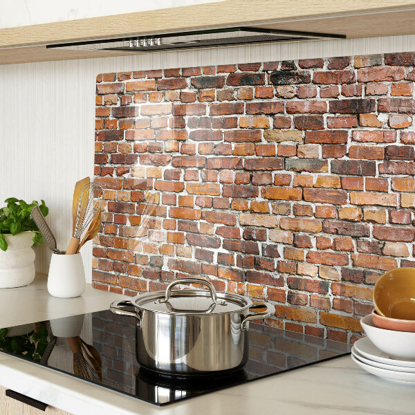 Snijplanken van glas Bakstenen muur