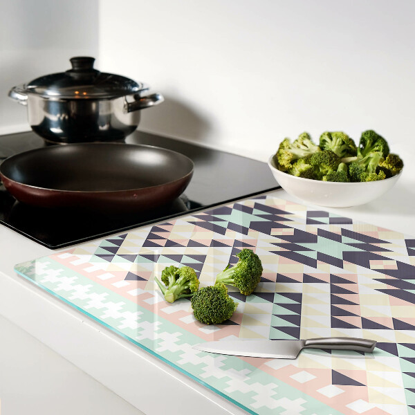 Snijplanken glas Geometrisch motief in pastelkleuren