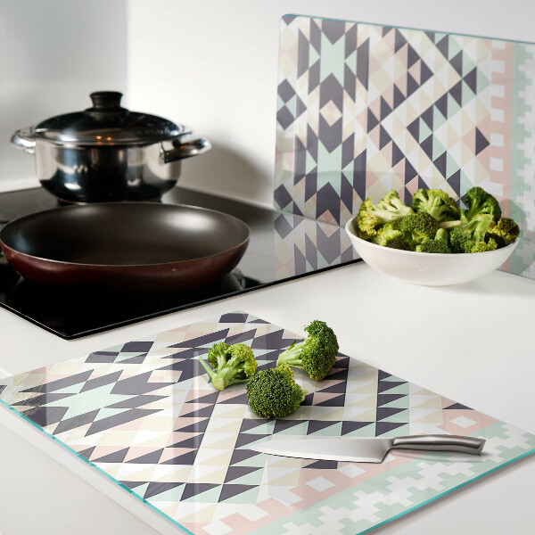 Snijplanken glas Geometrisch motief in pastelkleuren