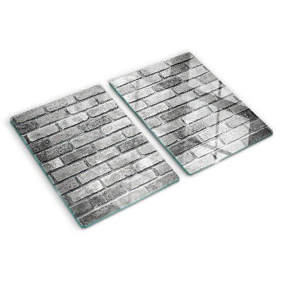 Snijplanken glas Bakstenen muur in grijstinten