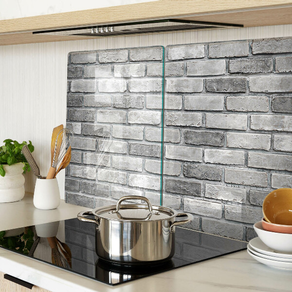 Snijplanken glas Bakstenen muur in grijstinten