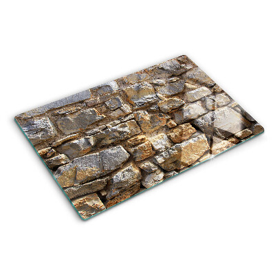 Snijplanken van glas Stenen muur