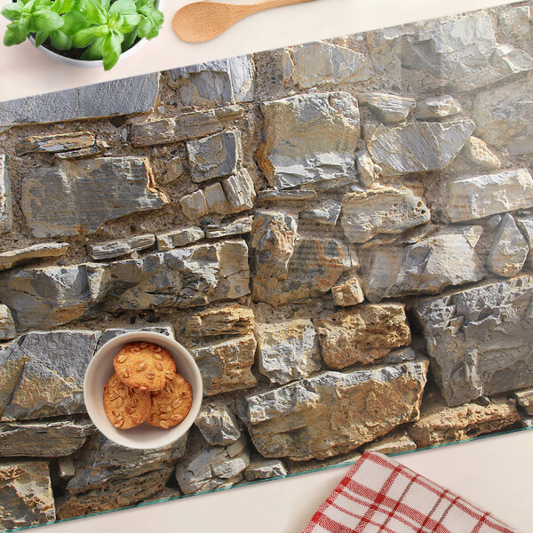 Snijplanken van glas Stenen muur