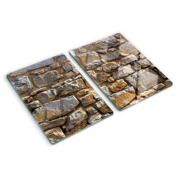 Snijplanken van glas Stenen muur