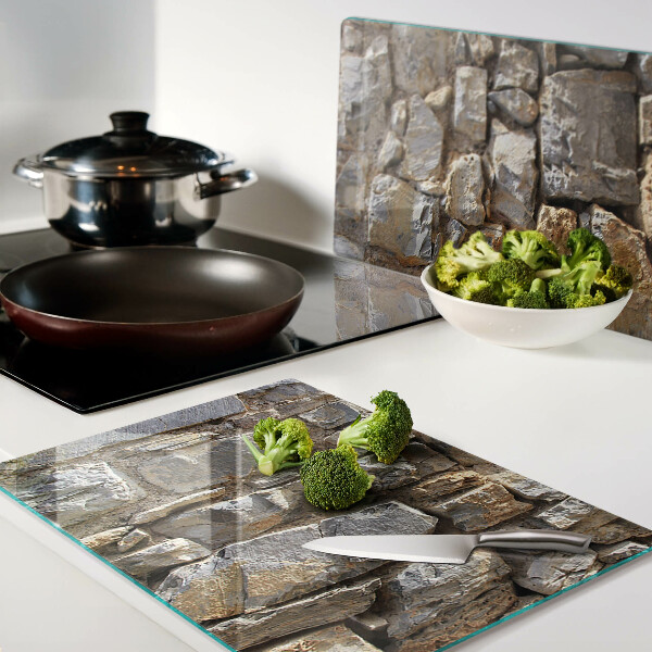 Snijplanken van glas Stenen muur