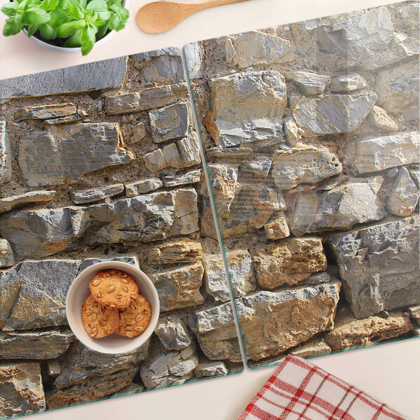 Snijplanken van glas Stenen muur