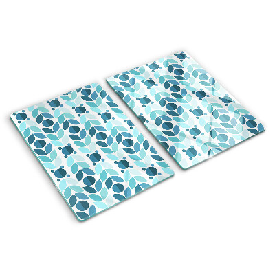 Snijplanken glas Bladeren in verschillende tinten blauw