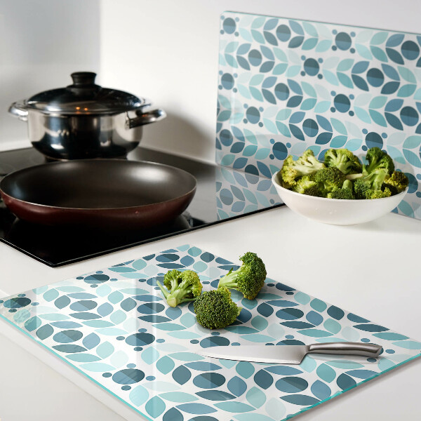 Snijplanken glas Bladeren in verschillende tinten blauw