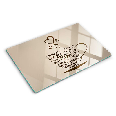 Snijplanken van glas Koffie en hart