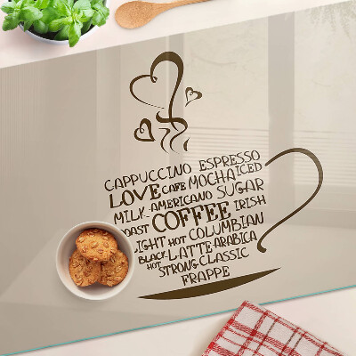 Snijplanken van glas Koffie en hart