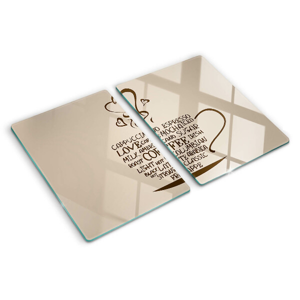 Snijplanken van glas Koffie en hart