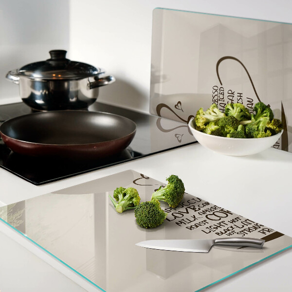 Snijplanken van glas Koffie en hart