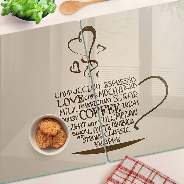 Snijplanken van glas Koffie en hart