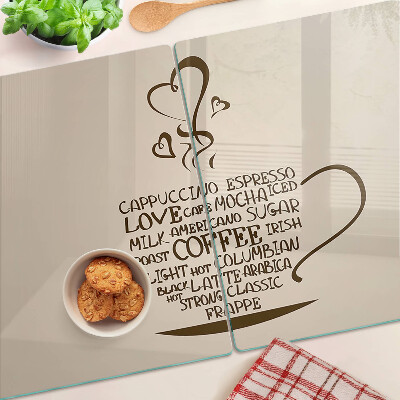 Snijplanken van glas Koffie en hart