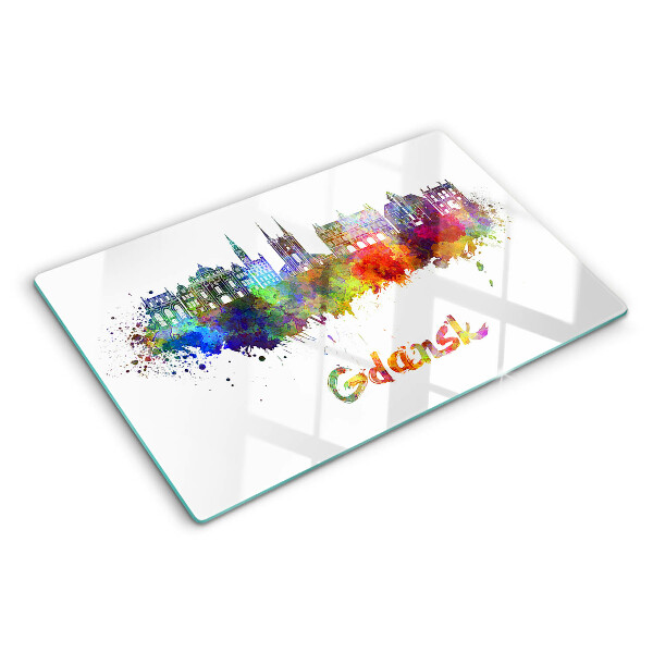 Snijplanken glas Gdańsk in aquarelkleuren