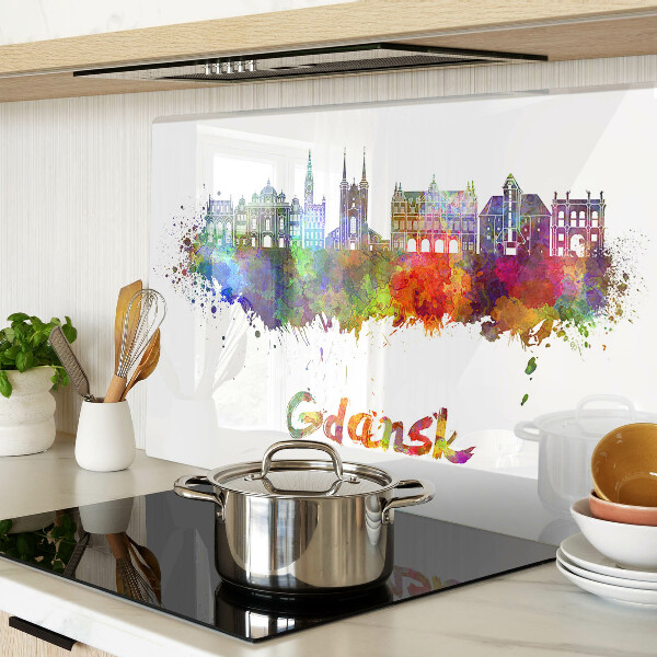 Snijplanken glas Gdańsk in aquarelkleuren