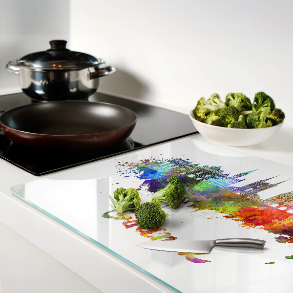 Snijplanken glas Gdańsk in aquarelkleuren