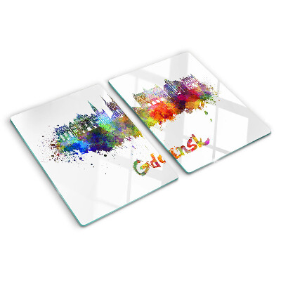 Snijplanken glas Gdańsk in aquarelkleuren