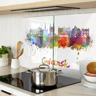 Snijplanken glas Gdańsk in aquarelkleuren