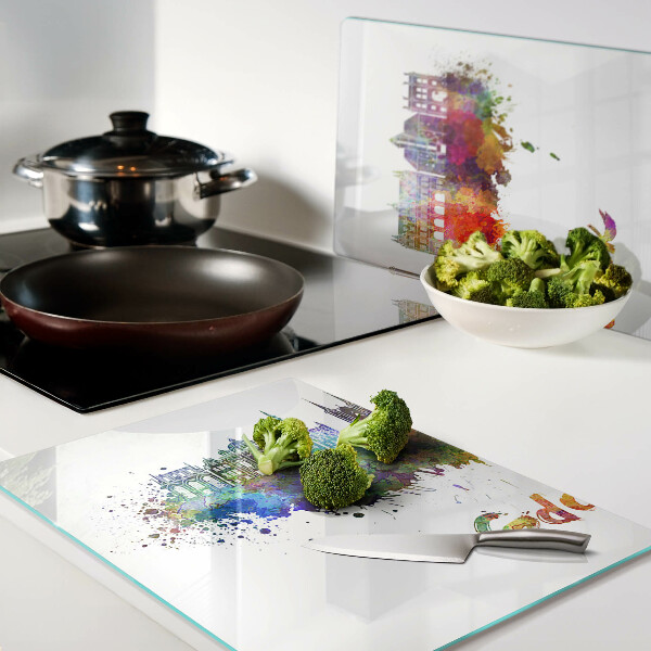 Snijplanken glas Gdańsk in aquarelkleuren