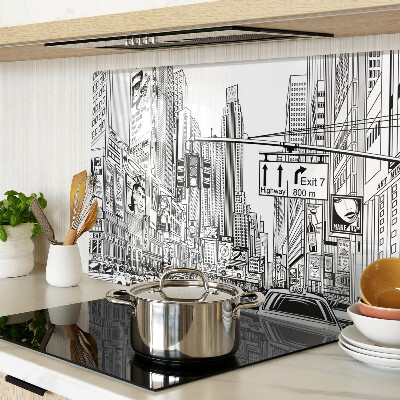 Snijplanken glas New York in stripboekstijl