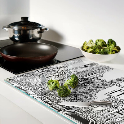 Snijplanken glas New York in stripboekstijl