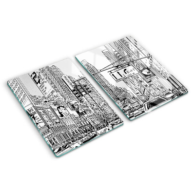 Snijplanken glas New York in stripboekstijl