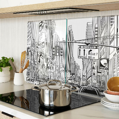 Snijplanken glas New York in stripboekstijl