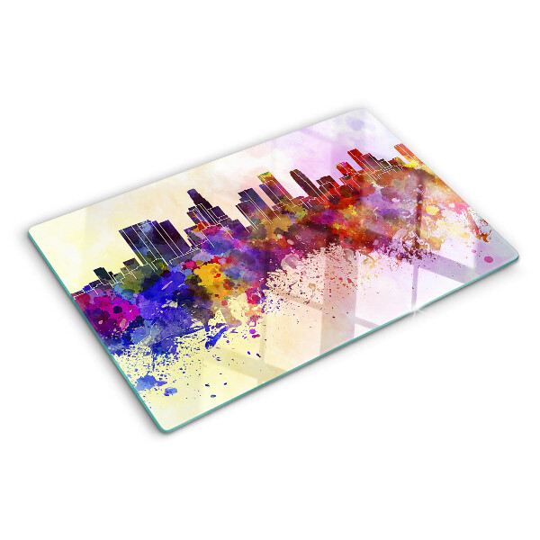 Glazen snijplanken Aquarel stadssilhouet landschap