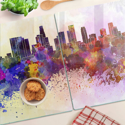Glazen snijplanken Aquarel stadssilhouet landschap