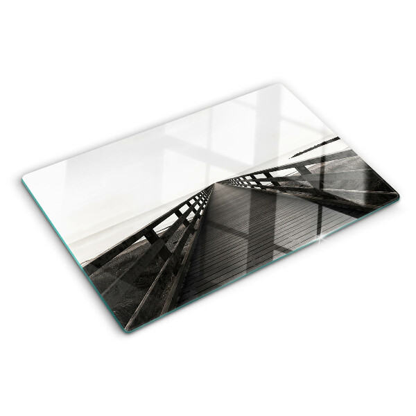 Snijplanken glas Houten brug over het water