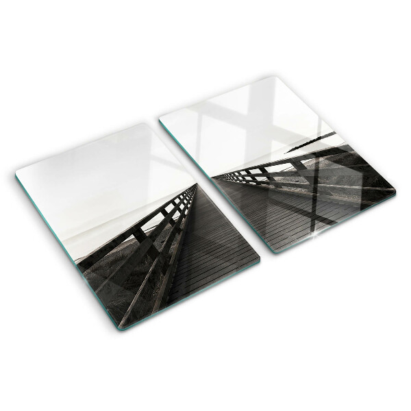 Snijplanken glas Houten brug over het water