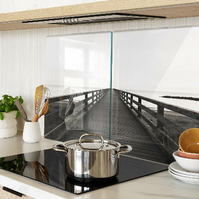 Snijplanken glas Houten brug over het water