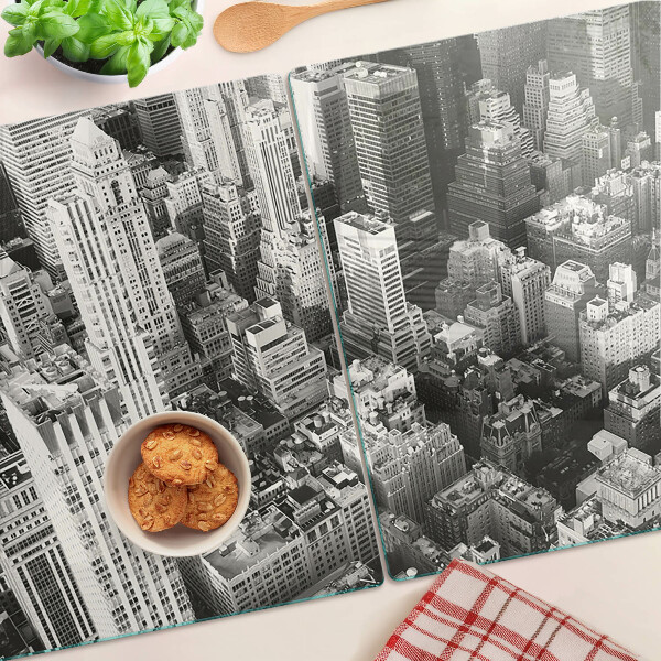 Snijplanken glas Een vogelperspectief van de stad