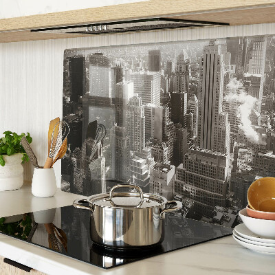 Snijplanken van glas Panorama van de stad in zwart-wit tinten