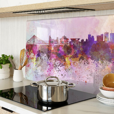 Snijplanken glas Een stad in aquarelstijl