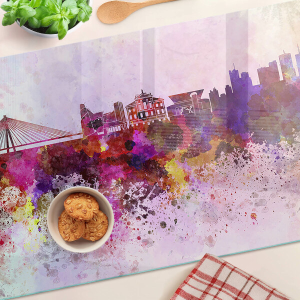 Snijplanken glas Een stad in aquarelstijl