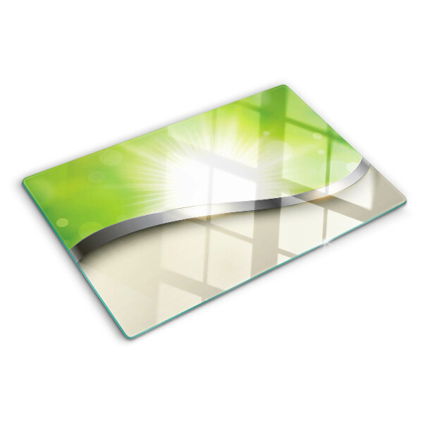 Snijplanken van glas Groene bokeh met lichtstralen