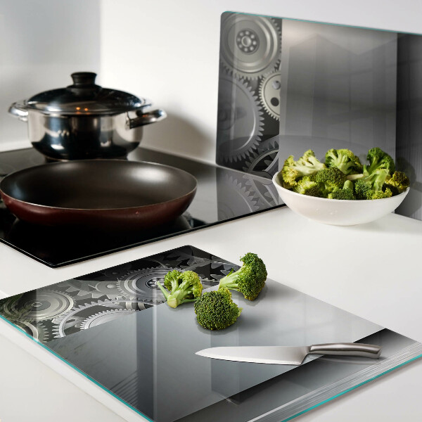 Snijplanken glas Mechanische tandwielen en metalen oppervlakken